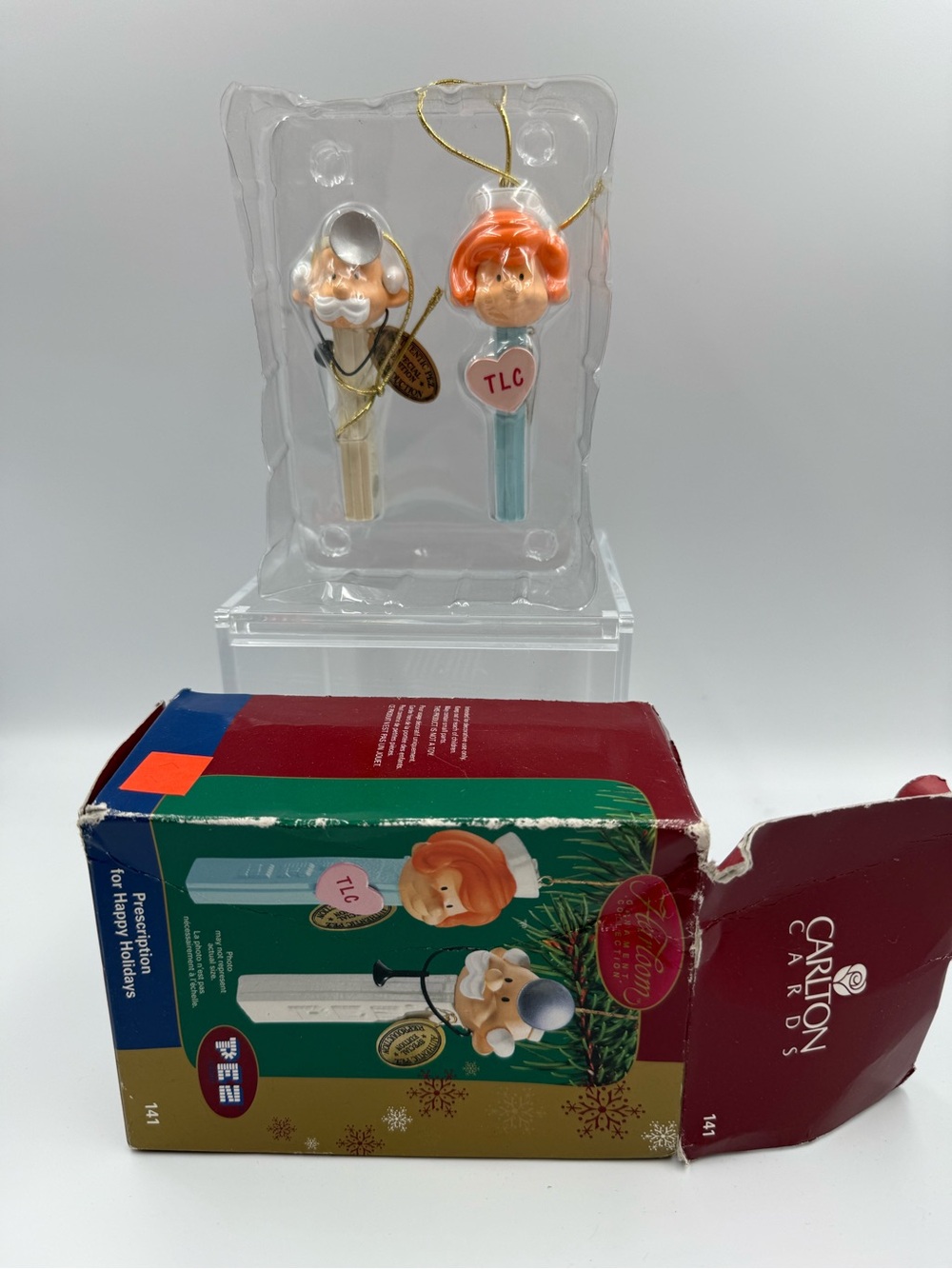 Carlton Cards TLC Nurse and Doctor Holiday Ornament Set - Red & White PEZ
